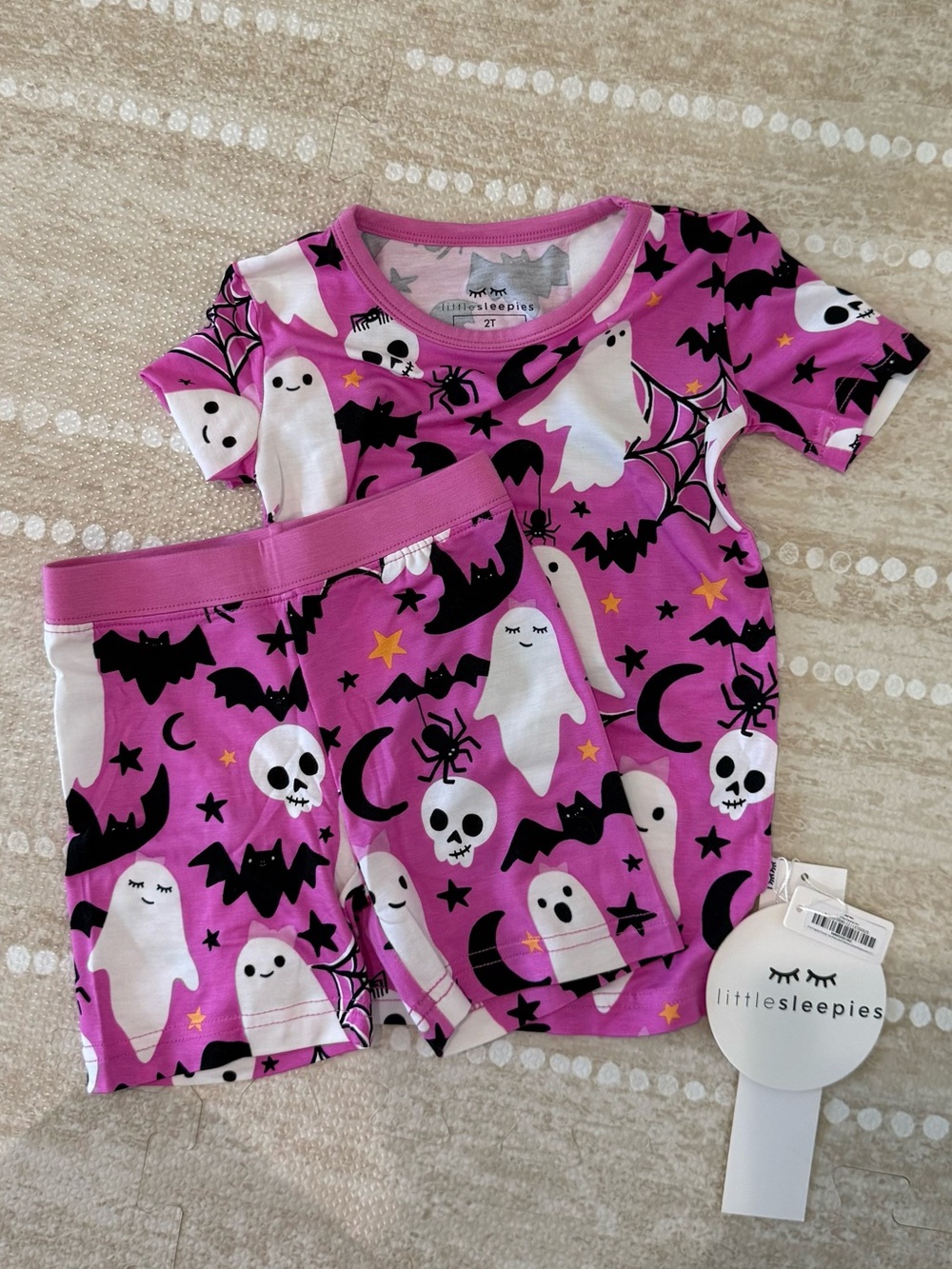 NWT Little Sleepies Frightful Friends Pink Short Sleeve Shorts Jammies 2T